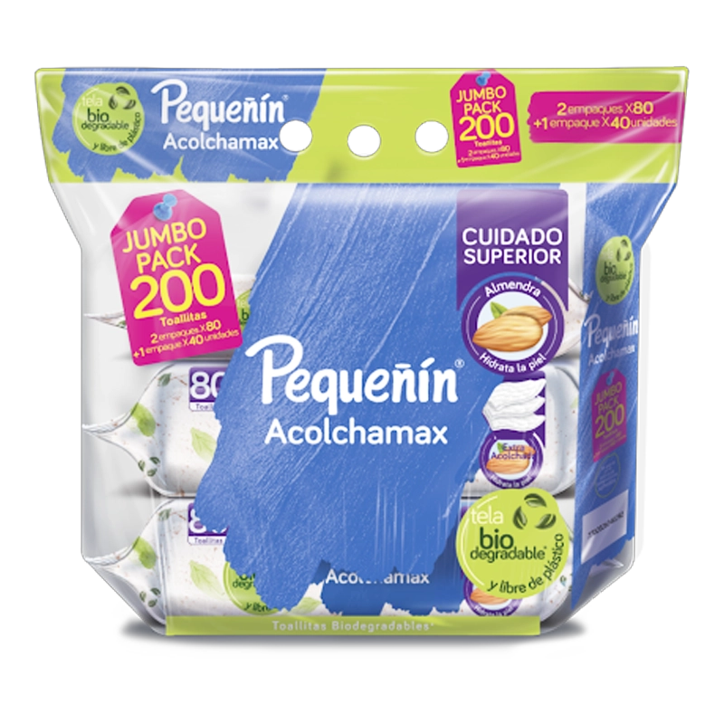 PAÑOS HUMEDOS PEQUEÑIN MANZANILLA X 40 UND